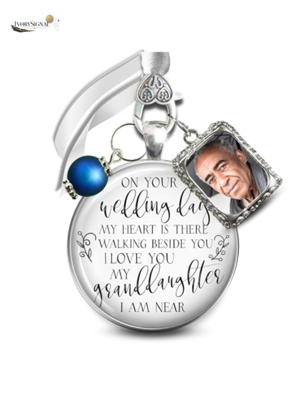 Gutsy Goodness Memorial Bouquet Charm Glass Photo Frame Pendant Wedding